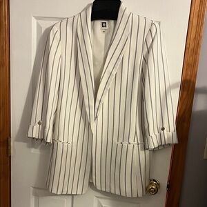 Anne Klein White and Black Striped Blazer